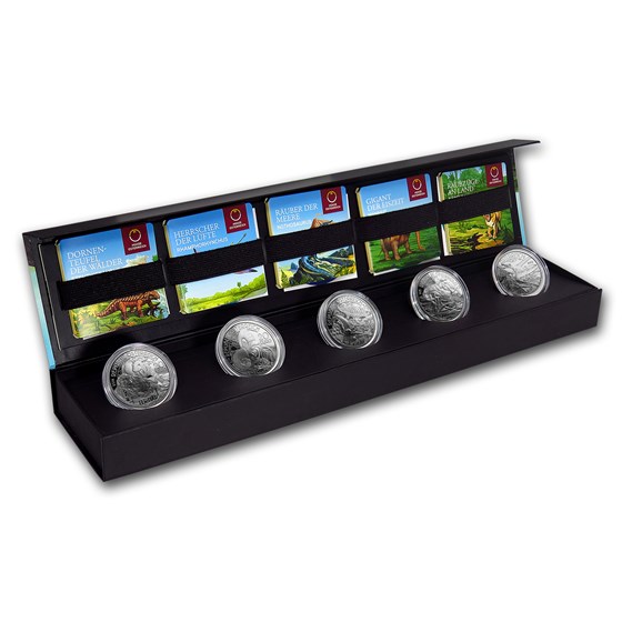 2013-2015 Austria Silver 5-Coin €20 Prehistoric Life Set 2013-2015 Austria Silver 5-Coin €20 Prehistoric Life Set